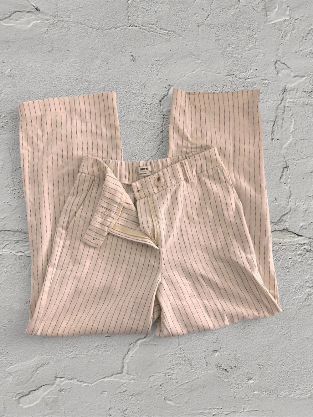 Jason Wu Cream Pinstripe Wide-Leg Pants